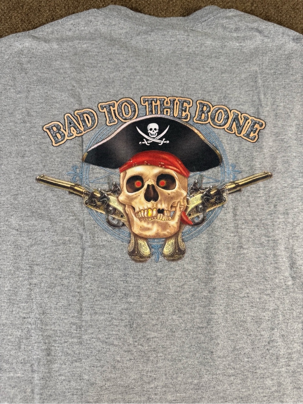 Caribbean Antigua West Indies Grey T-shirt Size XL Bad to the Bone Graphic Tee